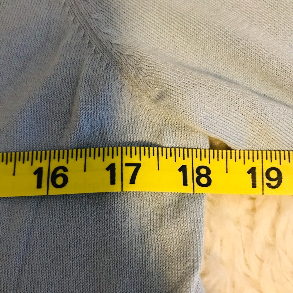 Talbots Silk Ruffle Blue Button Front Cardigan - Picture 3 of 6